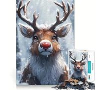 Rompecabezas navideños de Renos en Invierno para Adultos, 1000 Piezas, Mejora la Memoria, relaja la Mente, Pieza de colección de Arte de Bordes Afilados (50x75cm)