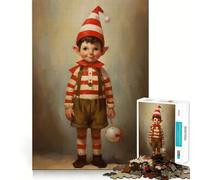 Rompecabezas navideños de un niño Elfo Sonriente para Adolescentes, 1000 Piezas, Juguete para ejercitar la Mente, Actividad para el hogar, decoración de Pared con Corte de precisión 50x75cm