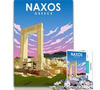 Rompecabezas Naxos Summer Travel Poster Rompecabezas para Adolescentes 1000 Piezas, Decoración de Pared cumpleaños y Navidad Adecuado para Y 14 26x38cm