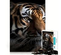 Rompecabezas Negro con Retrato de Tigre, 1000 Piezas, para Adolescentes Juguete para ejercitar la Mente, Relajante y Divertido Diseño para armar 38x52cm