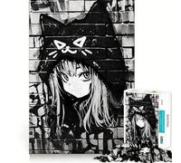 Rompecabezas Nekomimi Graffiti Black de 1000 Piezas para Adolescentes Juguete Intelectual para Fortalecer los Lazos Familiares Corte de Calidad Regalo Memorable (50x75cm)
