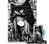 Rompecabezas Nekomimi Graffiti Negro de 1000 Piezas para Adultos, Regalos, para Mejorar la Memoria, Tiempo Libre, Arte de Pared con Corte preciso (38x52cm)