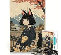 Rompecabezas Nekomusume con Estampado en Madera para Adultos, 1000 Piezas, Juguete Intelectual, Juego Relajante, Arte de Pared (50x75cm)