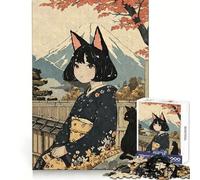 Rompecabezas Nekomusume con Estampado en Madera para Adultos, 1000 Piezas, Juguete para ejercitar la Mente, diseño de Montaje Lento, Regalo Encantador (38x52cm)