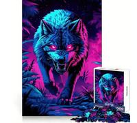 Rompecabezas Neon Alpha Wolf de 1000 Piezas para Adolescentes Mejora la Memoria Pasatiempo Tranquilo Bordes precisos Regalo de cumpleaños (38x52cm)