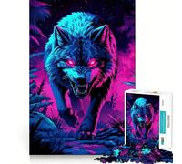 Rompecabezas Neon Alpha Wolf de 1000 Piezas para Adultos y Adolescentes Juguete de lógica para Relajarse Corte de precisión Regalo Ideal (38x26cm)