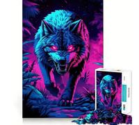 Rompecabezas Neon Alpha Wolf para Adultos de 1000 Piezas, Juguete para la Mente, Alivio de la ansiedad, Bordes precisos, Regalo Original (50x75cm)