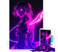 Rompecabezas Neon Angel Girl para Adolescentes, 1000 Piezas, para estimular la Memoria, Relajante y Divertido, con diseño de patrón para armar, (38x26cm)