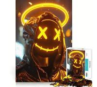 Rompecabezas Neon Angel Smiley de 1000 Piezas para Adultos y Adolescentes Juguete de lógica Clara para Relajarse Corte Artículo de Santa Claus (38x52cm)