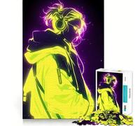 Rompecabezas Neon Anime Boy para Adultos, 1000 Piezas, Logic Boost Toy Group, Joy Premium Edge, Sorpresa de cumpleaños (38x26cm)