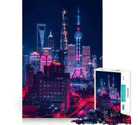 Rompecabezas Neon China de 1000 Piezas para Adolescentes Juguete de Habilidad para desarrollar Habilidades, diversión compartida, Corte preciso, decoración de Pared (38x52cm)
