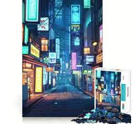 Rompecabezas Neon China Street de 1000 Piezas para Adultos Juguete de lógica Fina, silencioso y Divertido Bordes limpios Regalo Memorable (38x52cm)