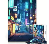 Rompecabezas Neon China Street de 1000 Piezas para Adultos Juguete de lógica Fina, silencioso y Divertido Bordes limpios Regalo Memorable (38x52cm)