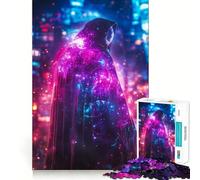 Rompecabezas Neon City Cloak de 1000 Piezas para Adultos Juguete de lógica Resistente, Divertido y Relajante Bordes definidos Regalo Memorable (50x75cm)