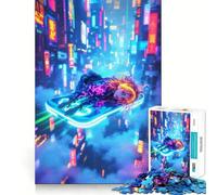 Rompecabezas Neon City Flyer para Adolescentes, 1000 Piezas, Think Toy, diversión Relajante, Arte de Corte Limpio, Coleccionable (50x75cm)