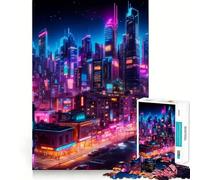 Rompecabezas Neon City para Adultos de 1000 Piezas Fortalece la Memoria Divertido y Relajante Borde de Calidad Regalo Ideal para Festivales (38x52cm)
