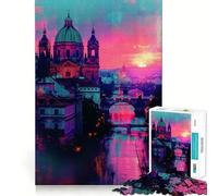 Rompecabezas Neon City Twilight para Adolescentes, 1000 Piezas, Think Toy, diversión Relajante, Arte de Corte Limpio, Coleccionable (38x26cm)