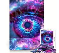 Rompecabezas Neon Cosmic Eye para Adultos, 1000 Piezas, Juguete de lógica Resistente, Juego Relajante, Borde Transparente, Regalo artístico (38x52cm)