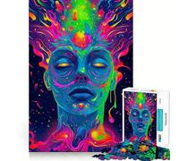 Rompecabezas Neon Cosmic Face de 1000 Piezas para Adolescentes Mejora la Memoria, sin estrés, con Bordes Ajustados, decoración de Pared (50x75cm)