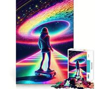 Rompecabezas Neon Cosmic Skater de 1000 Piezas para Adultos y Adolescentes Rompecabezas Mental Arte para armar sin estrés Regalo Original (38x52cm)