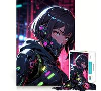 Rompecabezas Neon Cyber Assassin de 1000 Piezas para Adultos, Juguete para concentrarse y ejercitar la Mente, diversión silenciosa, Bordes Ajustados, artículo de Deseo de Papá Noel (38x52cm)