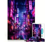 Rompecabezas Neon Cyberpunk Japan de 1000 Piezas para Adolescentes Juguete Inteligente y fácil de Usar Ideal para el Ocio Diseño Compacto Regalo increíble (38x52cm)