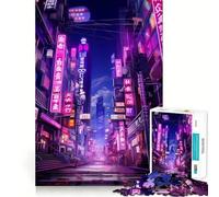 Rompecabezas Neon Cyberpunk Japan de 1000 Piezas para Adultos Juguete de lógica Clara, Divertido y Relajante Corte Perfecto Regalo Elegante (38x52cm)