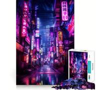 Rompecabezas Neon Cyberpunk Japan de 1000 Piezas para Adultos, Juguete de lógica, diseño Relajante y Divertido, Ideal para armar, Regalo de Papá Noel (50x75cm)