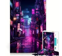 Rompecabezas Neon Cyberpunk Japan de 1000 Piezas para Adultos, Juguete de lógica, Divertido y Relajante, diseño para armar, Regalo de Papá Noel (38x52cm)