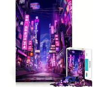 Rompecabezas Neon Cyberpunk Japan de 1000 Piezas para Adultos Mejora la Memoria, Tiempo de relajación, diseño para armar, Regalo Premium (38x26cm)
