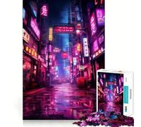 Rompecabezas Neon Cyberpunk Japan para Adultos, 1000 Piezas, Juguete para ejercitar la Mente, Tiempo de relajación, diseño, Montaje, (38x26cm)