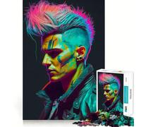 Rompecabezas Neon Cyberpunk Punk para Adolescentes, 1000 Piezas, Juguete de lógica Fina, Suave, Relajante, Bordes limpios, Regalo Premium (38x26cm)