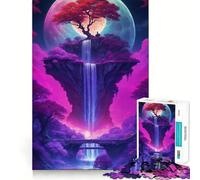 Rompecabezas neón de árbol Cascada bonsái 1000 Piezas Juego Think Boost Cierre hermético Sin Piezas Sueltas Desafío Cerebral Interactivo para el hogar (50x75cm)