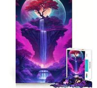 Rompecabezas neón de árbol Cascada bonsái para Adultos 1000 Piezas Juego de Memoria Cerebral Corte Fino Acabado Premium Forma entretenida de Pasar el Tiempo Libre (38x26cm)