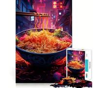 Rompecabezas neón de Ramen Japan de 1000 Piezas para Adolescentes Fortalece la Memoria Divertido y Relajante Bordes Lisos Lista de Deseos de Santa Claus (38x26cm)