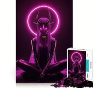 Rompecabezas Neon Demon Girl de 1000 Piezas para Adolescentes Fortalece la Memoria Ideal para el hogar y el Ocio Bordes limpios Regalo preciado (38x52cm)