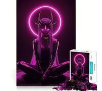 Rompecabezas Neon Demon Girl de 1000 Piezas para Adolescentes Juguete Intelectual para Fortalecer los Lazos Familiares Corte de Calidad Regalo Memorable (50x75cm)