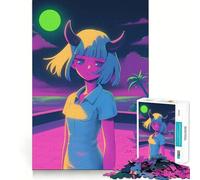 Rompecabezas Neon Demon Girl para Adolescentes, 1000 Piezas, Juguete de lógica Resistente, diversión compartida, Bordes Transparentes, Regalo Encantador (38x52cm)