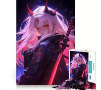 Rompecabezas Neon Demon Girl para Adolescentes, 1000 Piezas, Juguete de Tren lógico, cómodo y Relajante, Corte Suave, Regalo para Festivales (50x75cm)