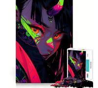Rompecabezas Neon Demon Girl para Adultos, 1000 Piezas, Logic Boost Toy Group, Joy Premium Edge, Sorpresa de cumpleaños (50x75cm)