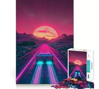 Rompecabezas Neon Desert Drive de 1000 Piezas para Adultos Juguete para ejercitar la Mente Fácil de armar Regalo de Temporada (50x75cm)