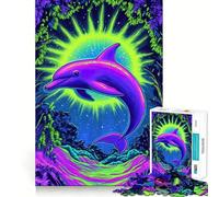 Rompecabezas Neon Dolphin Sunset para Adolescentes, 1000 Piezas, Juguete Inteligente para Jugar en Interiores, Borde Liso, colección de Arte (38x52cm)