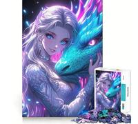 Rompecabezas Neon Dragon Girl para Adolescentes, 1000 Piezas, fortalece la Memoria, Alivia el estrés, decoración de Pared con Bordes limpios (38x26cm)