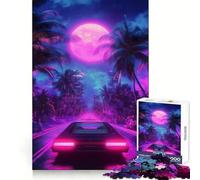 Rompecabezas Neon Drive Under The Moon de 1000 Piezas para Adultos Juguete para ejercitar la Mente Obra de Arte de Montaje Relajante y Divertida (38x26cm)