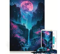 Rompecabezas Neon Fantasy Mountain Lake para Adultos, 1000 Piezas, Juego Mental, diversión Relajante, Bordes limpios, Pieza de colección de Arte (38x26cm)