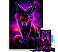 Rompecabezas Neon Fox de 1000 Piezas para Adultos, desafío Mental, patrón de Escape Tranquilo, Regalo de Papá Noel (38x26cm)