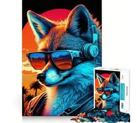 Rompecabezas Neon Fox de 1000 Piezas para Adultos, Juguete para ejercitar la Mente, Tiempo de Paz, diseño, Montaje, Regalo Creativo (38x26cm)