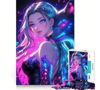Rompecabezas Neon Fox Girl para Adolescentes, 1000 Piezas, Juguete Inteligente, pasatiempo para el hogar, Corte preciso, Regalo para Festivales (38x52cm)