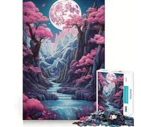 Rompecabezas Neon Full Moon Rising de 1000 Piezas para Adultos, Juguete para ejercitar la Mente, fácil de armar, Regalo de Temporada (38x26cm)