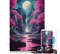 Rompecabezas Neon Full Moon Rising para Adultos, 1000 Piezas, Juguete Intelectual, Alivio del estrés, Corte preciso, (38x26cm)
